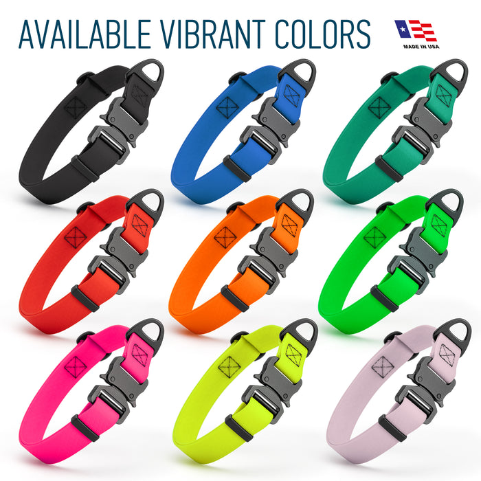 Waterproof collars for dogs with metal buckle and D-ring, adjustable, 9 colors available