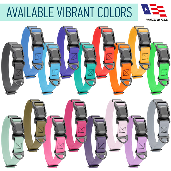 Biothane waterproof collars for dogs with magnetic buckle, 17 color options