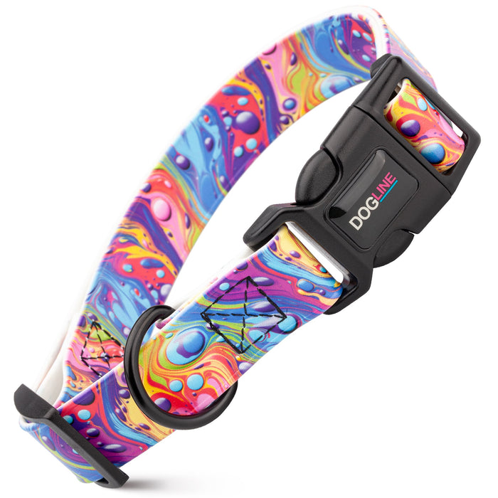 Printed design biothane dog collar with quick release buckle, Fusion pattern