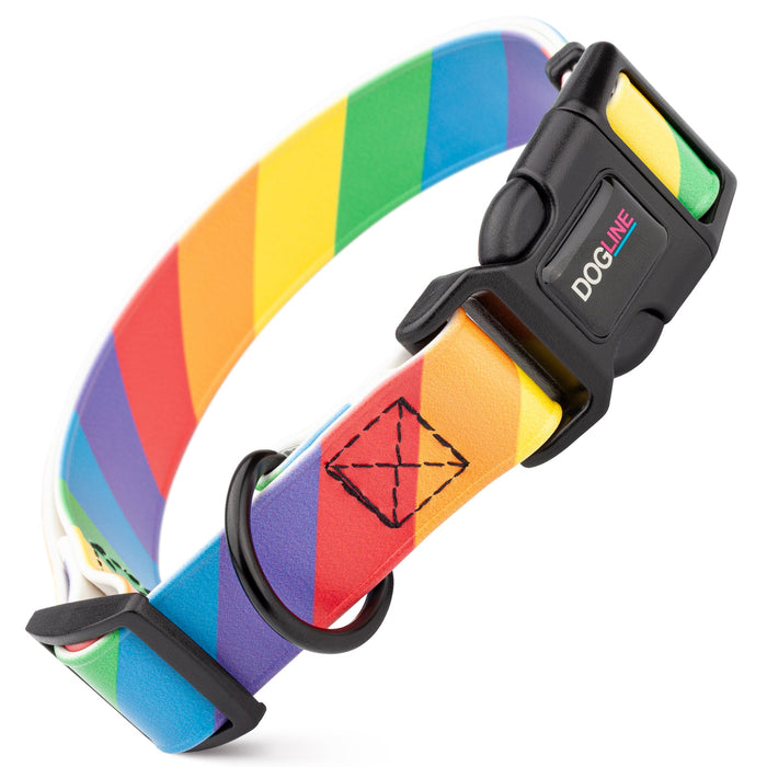 Printed design biothane dog collar with quick release buckle, Pride pattern