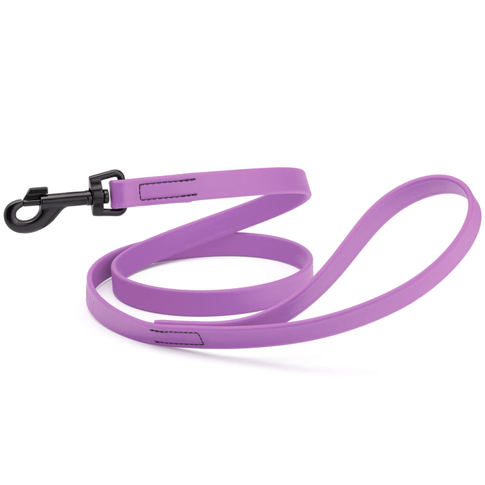 Amethyst Purple dog leash with black snap hook, made from waterproof Biothane, 3/4 or 5/8 inches wide