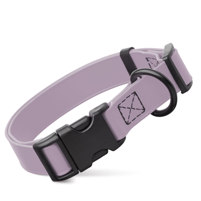 Pastel Purple dog collar with quick release buckle, made from waterproof Biothane, 3/4- or 1-inch wide
