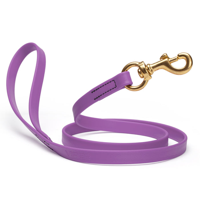 Amethyst Purple dog leash with brass snap hook, made from waterproof Biothane, 5/8 or 3/4 inches wide