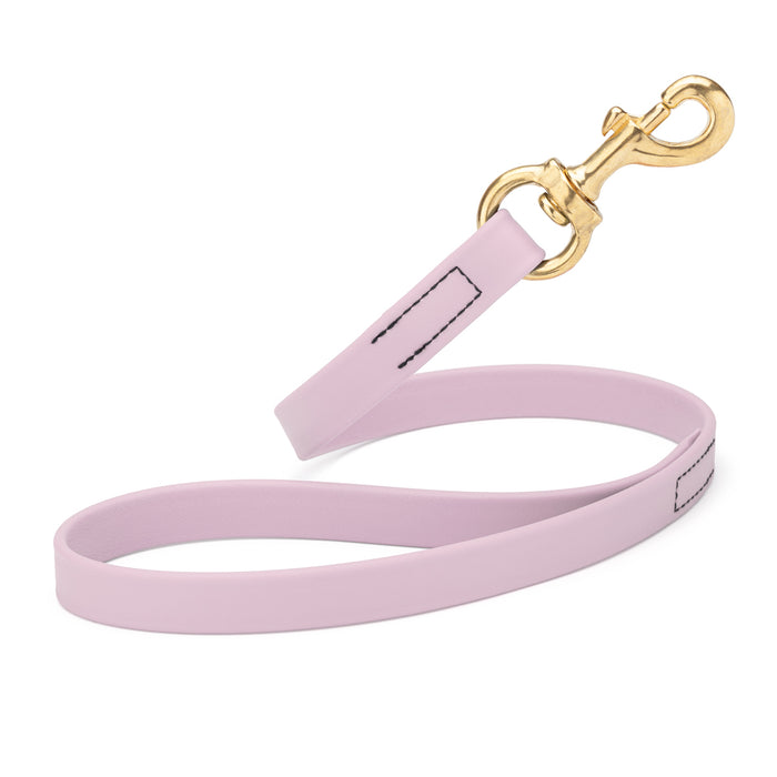 Pastel Purple traffic dog leash with brass snap hook, made from waterproof Biothane