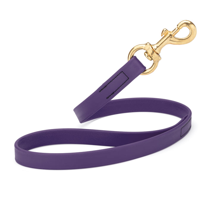 Violet Purple traffic dog leash with brass snap hook, made from waterproof Biothane