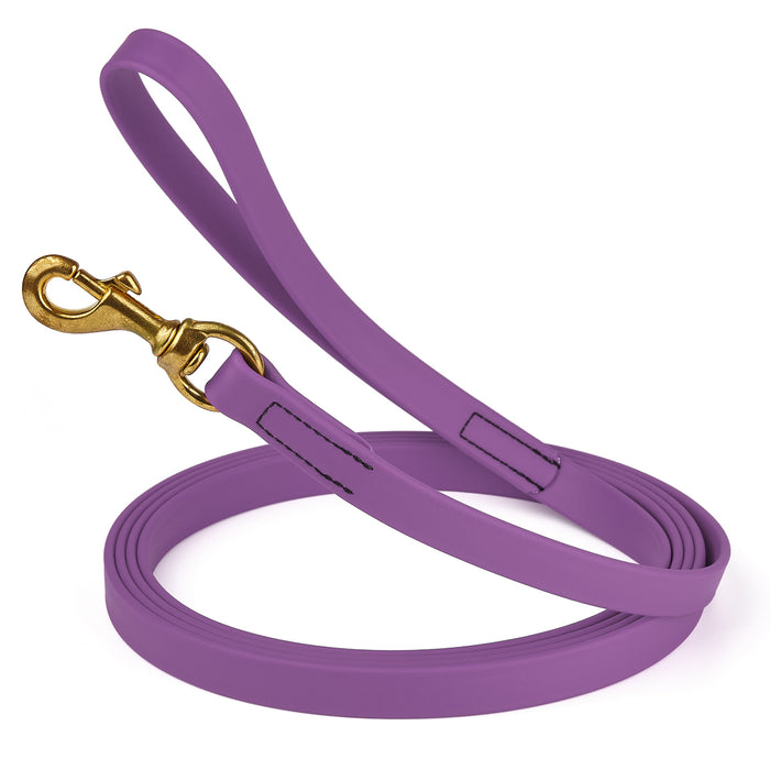 Amethyst Purple dog leash with brass snap hook, made from waterproof and smell proof Biothane, 3/4 inches wide, 10 ft