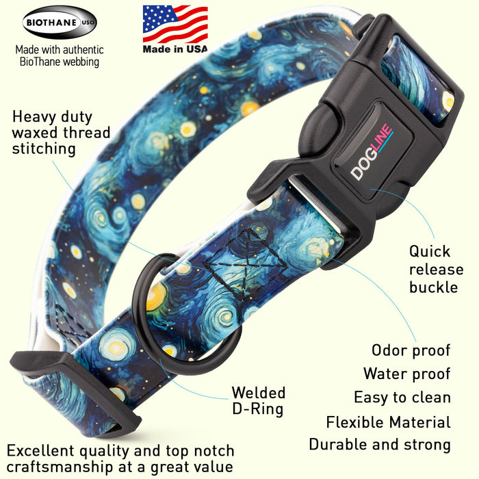 Dogline 3/4" Biothane Printed Dog Collar with Quick Release Buckle