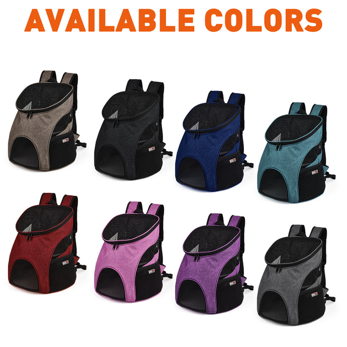 Dog back carriers with ventilated mesh, small and medium sizes, 8 colors available