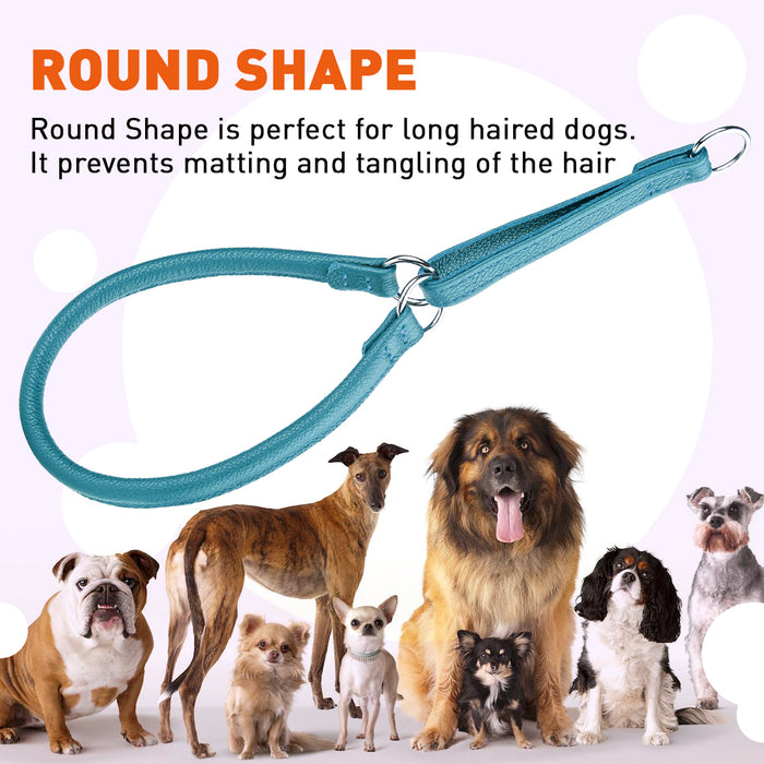 Soft Leather Round Martingale Collar for Dogs