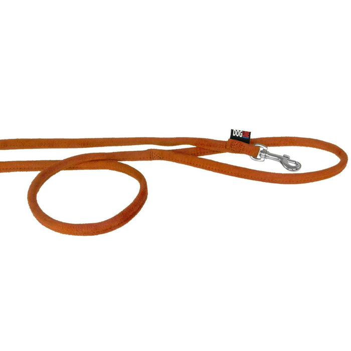 Orange microfiber round dog leash with metal snap hook