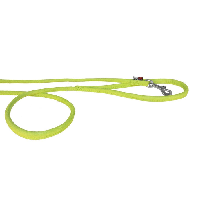 Green microfiber round dog leash with metal snap hook