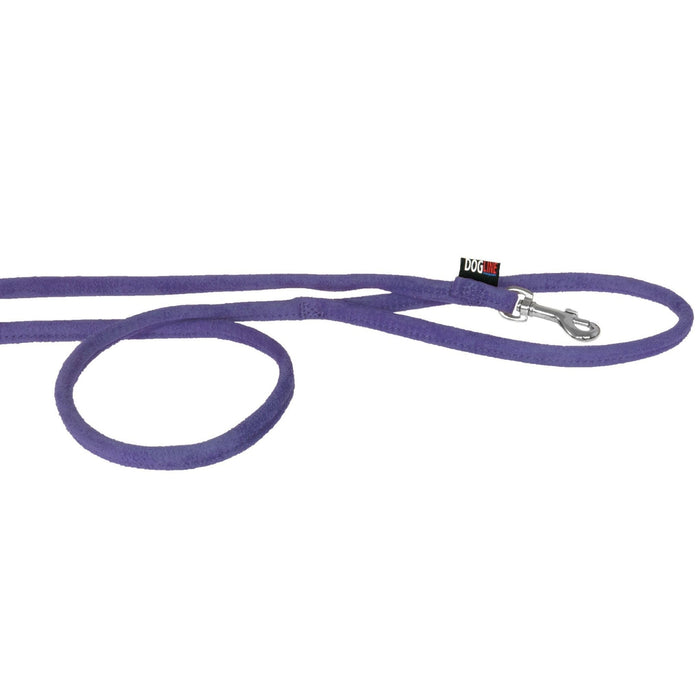 Purple microfiber round dog leash with metal snap hook