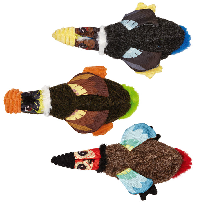 crinkle paper dog toy collection, three bird styles