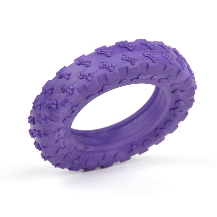 Small size purple rubber tire: dog toy for chewers with vanilla scent