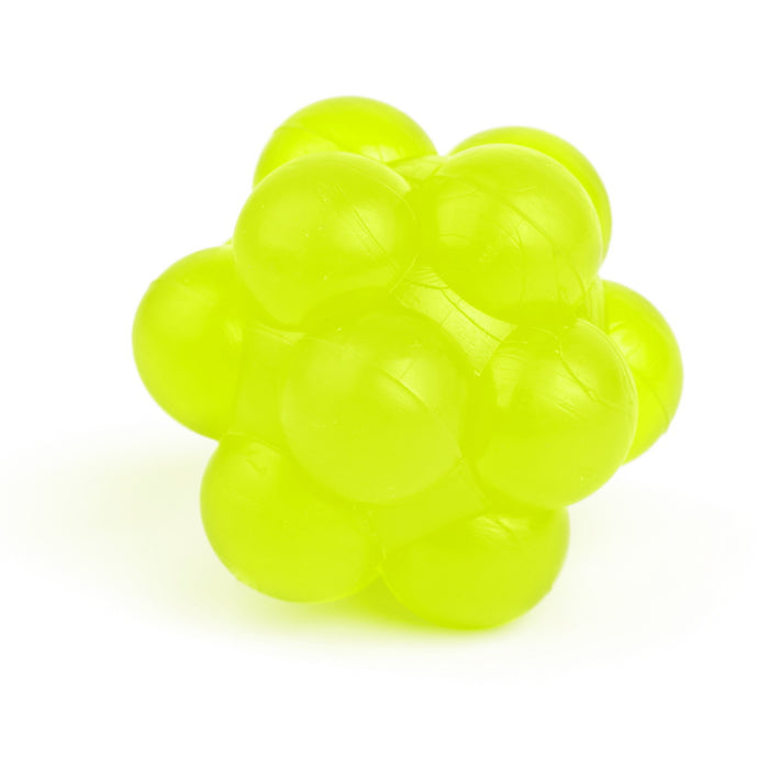 Yellow rubber bumpy ball dog toy for chewers with vanilla scent