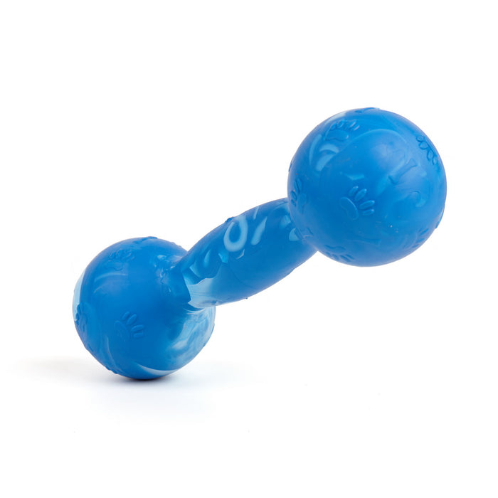 Big size blue rubber dumbbell: dog toy for chewers with vanilla scent