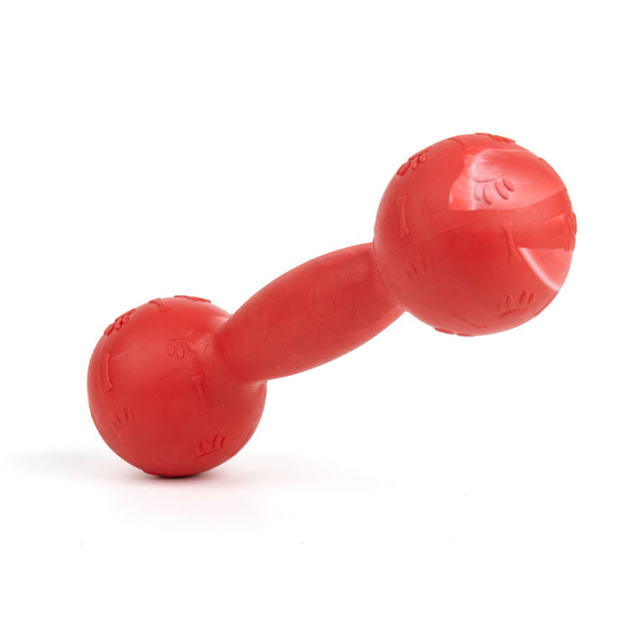 Big size red rubber dumbbell: dog toy for chewers with vanilla scent
