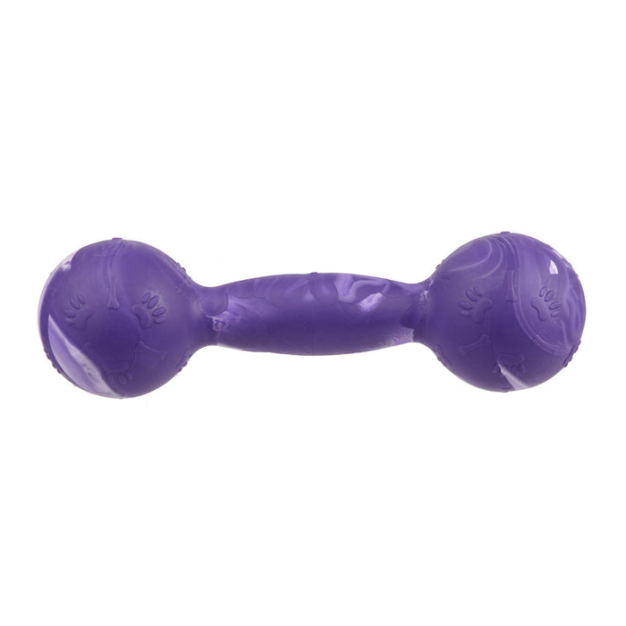 Small size purple rubber dumbbell: dog toy for chewers with vanilla scent