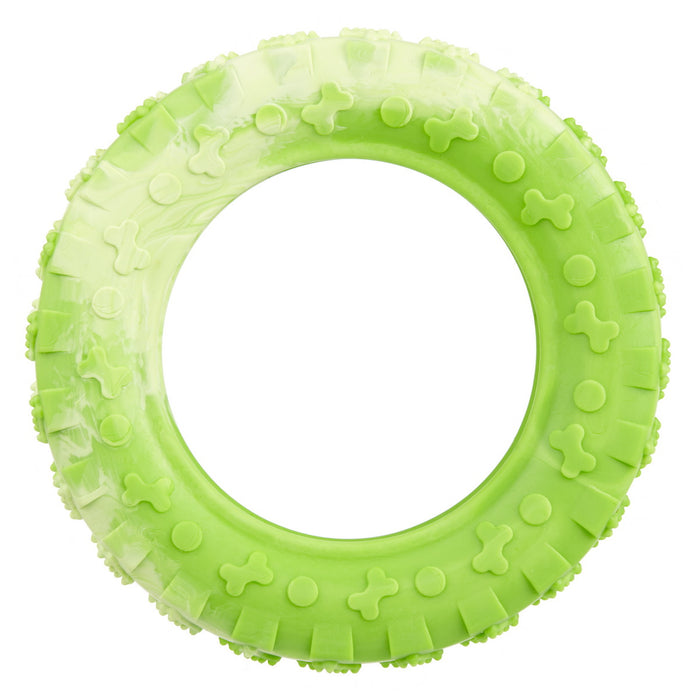 Big size green rubber tire: dog toy for chewers with vanilla scent