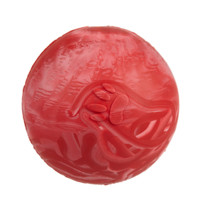 Red rubber ball dog toy for chewers with vanilla scent