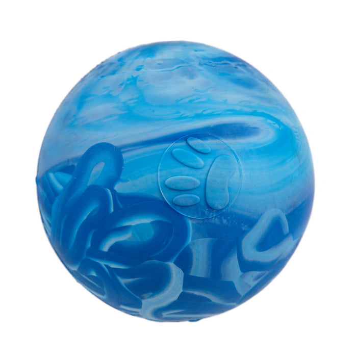 Blue rubber ball dog toy for chewers with vanilla scent