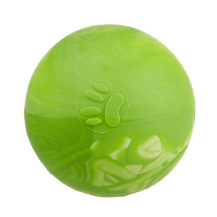Green rubber ball dog toy for chewers with vanilla scent