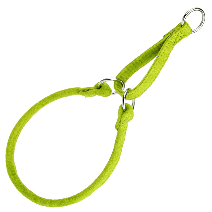 Green microfiber martingale dog collar with metal O-ring