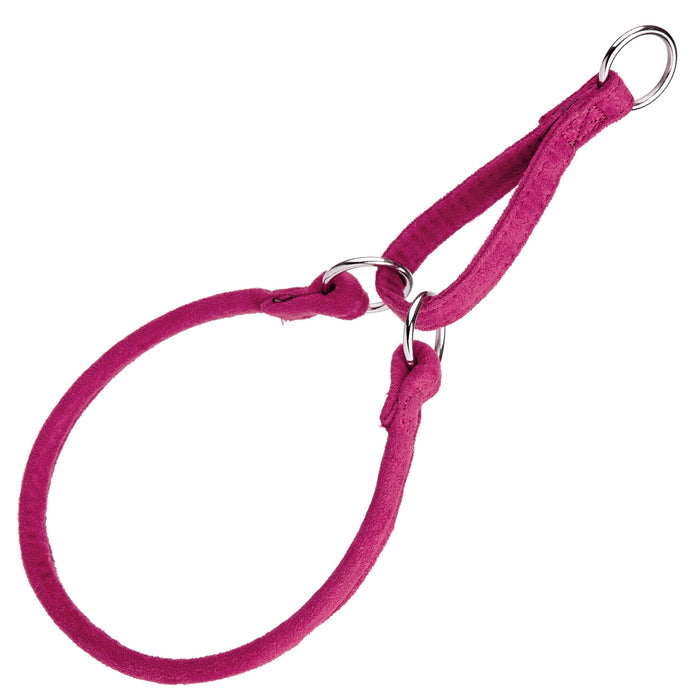 Pink microfiber martingale dog collar with metal O-ring
