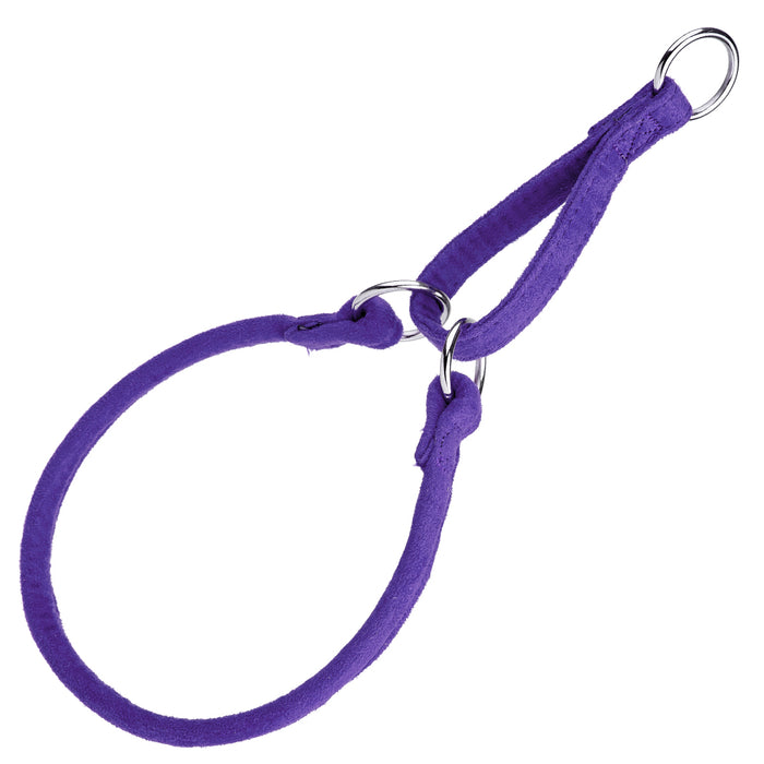 Purple microfiber martingale dog collar with metal O-ring