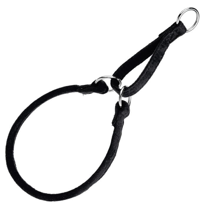 Black microfiber martingale dog collar with metal O-ring