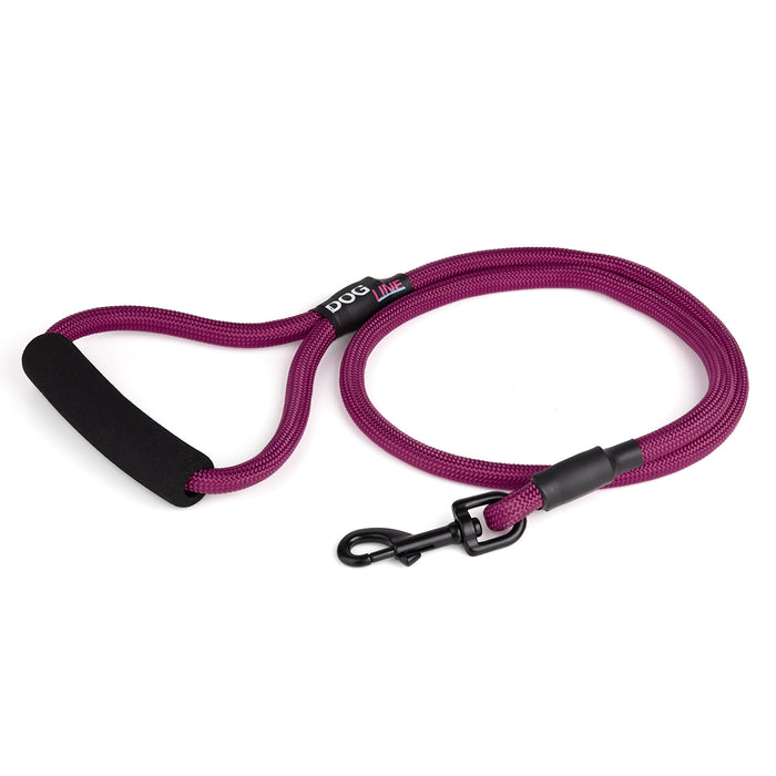 4 feet burgundy nylon dog leash with neoprene padded handle and black snap hook