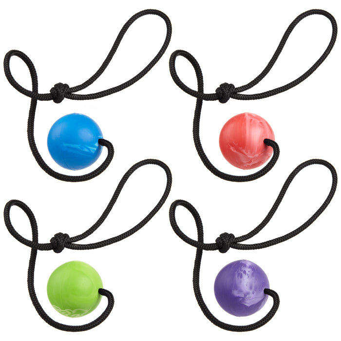 Rubber chew toys for dogs with vanilla scent, ball with rope, four colors