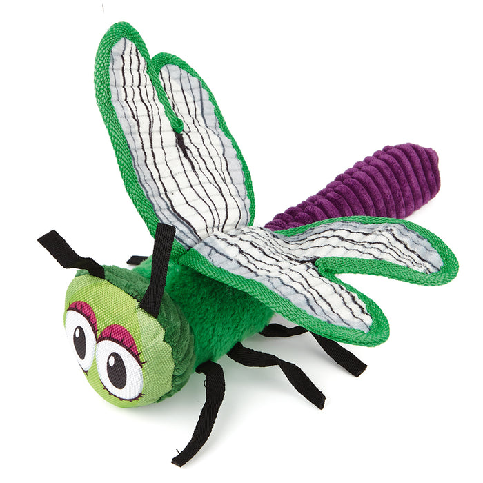 Dragonfly squeaky dog toy with crinkle paper