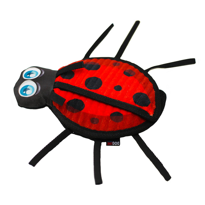 Ladybug squeaky dog toy with crinkle paper