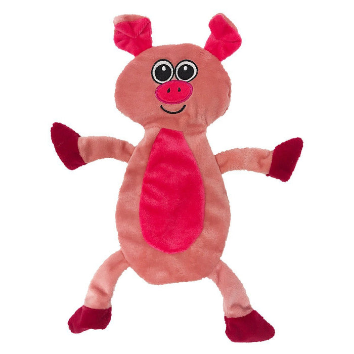 Flat, no stuffing dog toy with crinkle paper, a pig