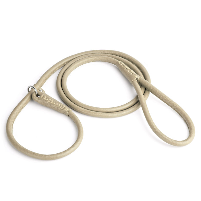 Beige leather dog slip lead