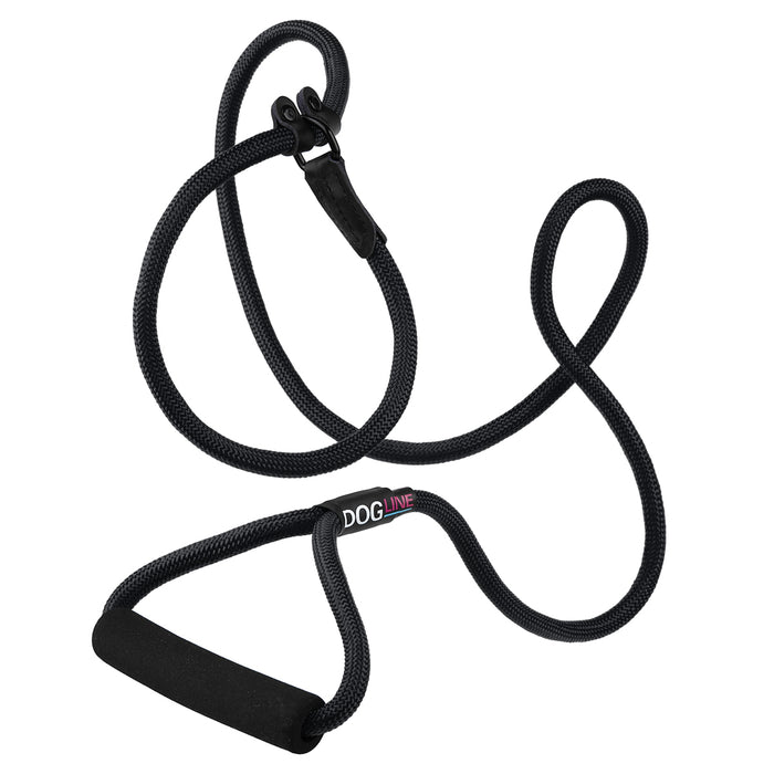 6 feet black nylon dog slip lead with neoprene padded handle, 1/2-inch width