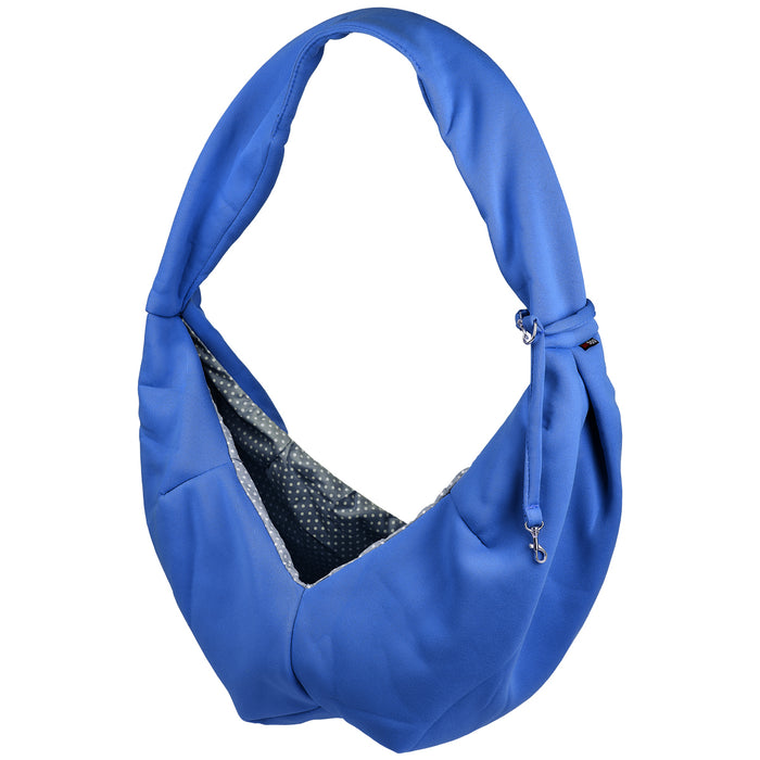 Blue pet carrier sling bag for small dogs and cats