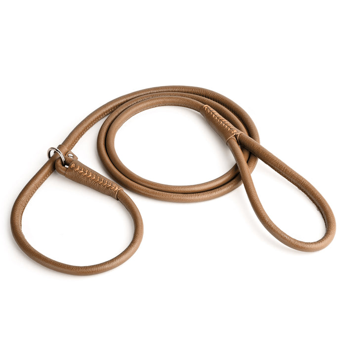 Brown leather dog slip lead, 3 feet long
