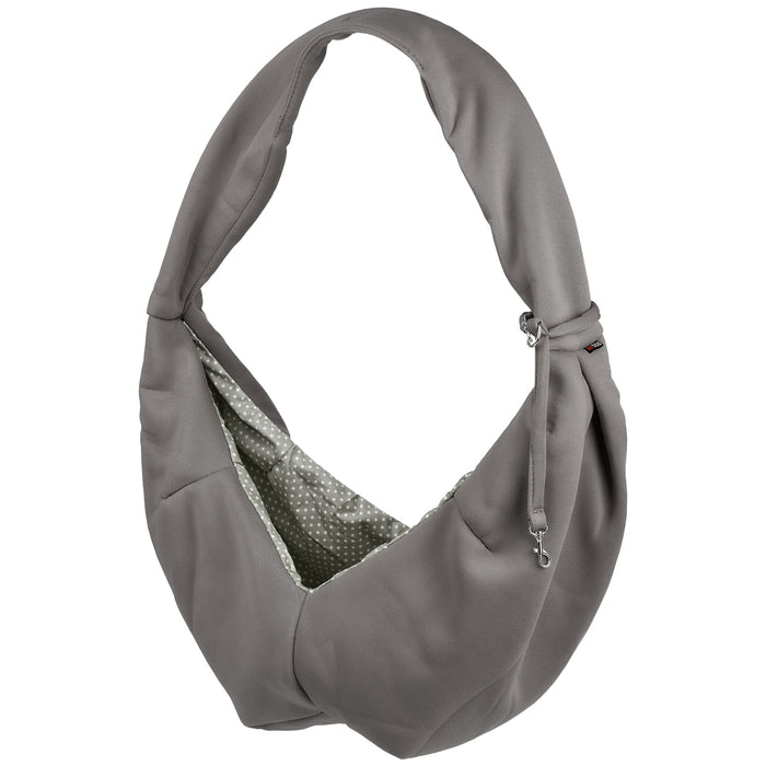 Gray pet carrier sling bag for small dogs and cats