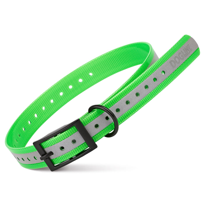 Green E-Collar replacement strap, reflective and waterproof