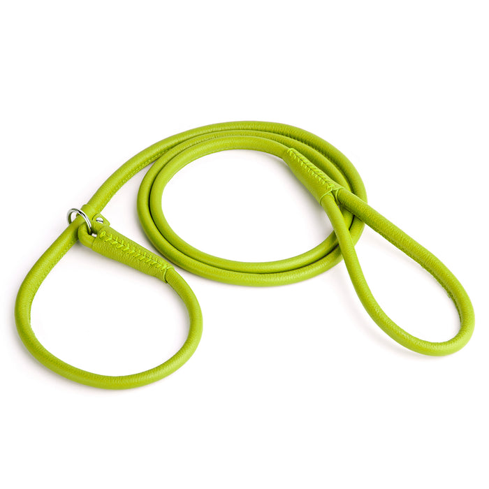 Lime green leather dog slip lead