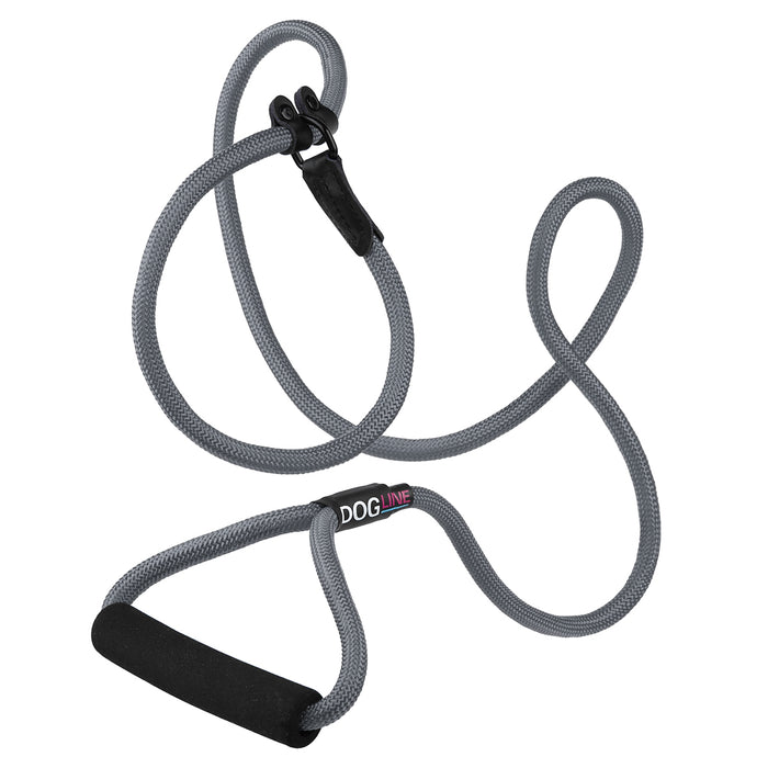 6 feet gray nylon dog slip lead with neoprene padded handle, 1/2-inch width