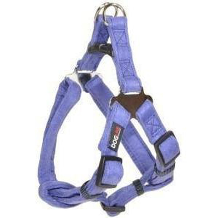 Purple microfiber step-in dog harness with quick release buckle