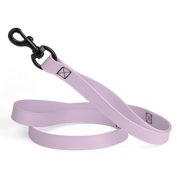 Pastel Purple multi-handle dog leash with black snap hook, made from waterproof Biothane