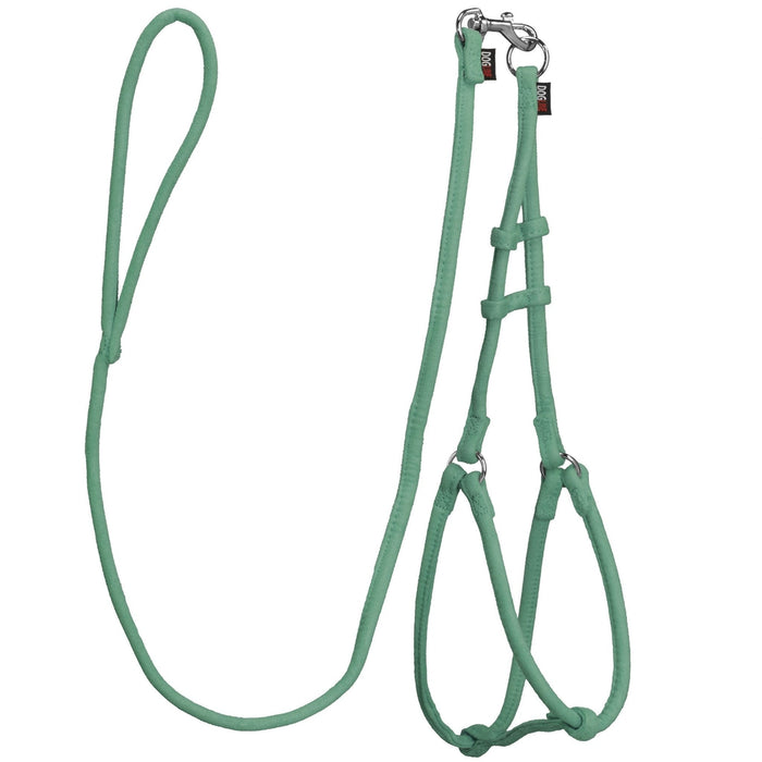 Teal microfiber round dog harness and leash set