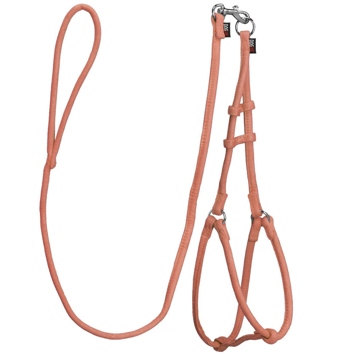 Orange microfiber round dog harness and leash set