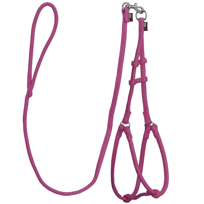 Pink microfiber round dog harness and leash set