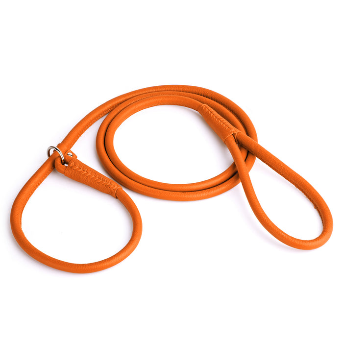 Orange leather dog slip lead
