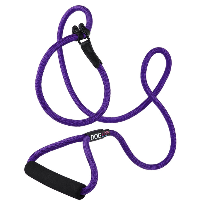 6 feet purple nylon dog slip lead with neoprene padded handle, 1/2-inch width